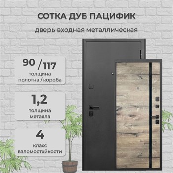 Дверь входная Сотка Антик Серебро / Дуб Пацифик