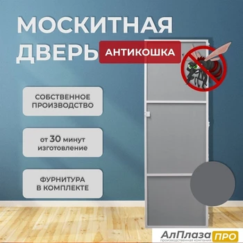 Москитная дверь Антикошка Антрацит (распашная)