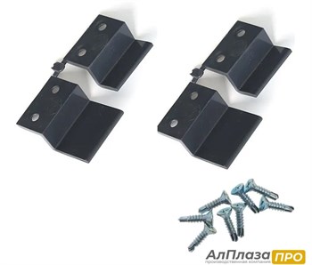 Комплект крепления москитной сетки Антрацит, Пластик (кронштейн + саморез)