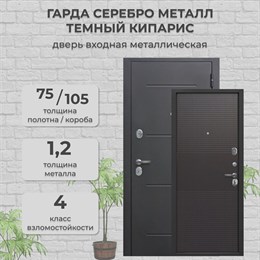 Дверь входная Гарда Серебро Металл/Темный кипарис Ferroni Дверь входная Гарда Серебро Металл/Темный кипарис Ferroni