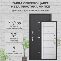Дверь входная Гарда Серебро Царга Металл/Астана Милки Ferroni Дверь входная Гарда Серебро Царга Металл/Астана Милки Ferroni