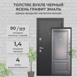 Дверь входная Толстяк Букле Черный/Ясень Графит Эмаль Ferroni Дверь входная Толстяк Букле Черный/Ясень Графит Эмаль Ferroni