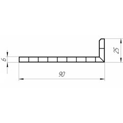 Профиль 90*25*7 мм для отделки наружного откоса (3,0м) 1969 Профиль 90*25*7 мм для отделки наружного откоса (3,0м) 1969